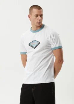 T-Shirts<Afends Tractorbeam  - Ringer Tee White