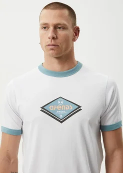 T-Shirts<Afends Tractorbeam  - Ringer Tee White