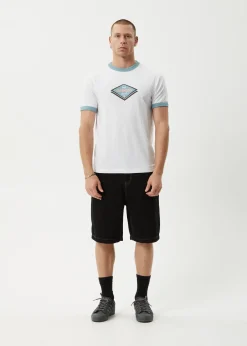 T-Shirts<Afends Tractorbeam  - Ringer Tee White