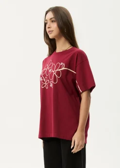 Tees & Shirts<Afends Tranquil  - Oversized Tee Burgundy