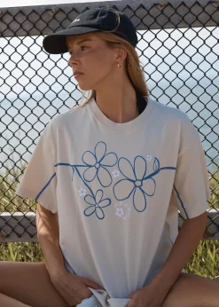 Tees & Shirts<Afends Tranquil  - Oversized Tee Moonbeam