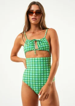 Swimwear<Afends Tully  - Tie One Piece Swimsuit Forest Check