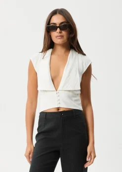 Sleeveless<Afends Twila  - Button Up Top White