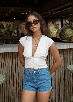 Sleeveless<Afends Twila  - Button Up Top White