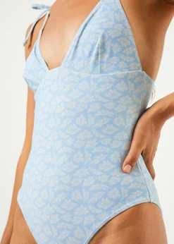 Swimwear<Afends Underworld  - Tie One Piece Swimsuit Powder Blue