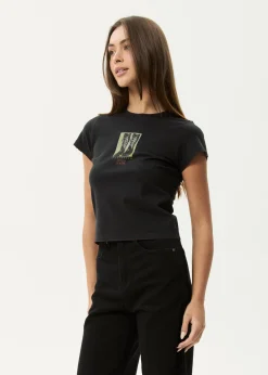 Tees & Shirts<Afends Walking  -  Baby Tee Stone Black
