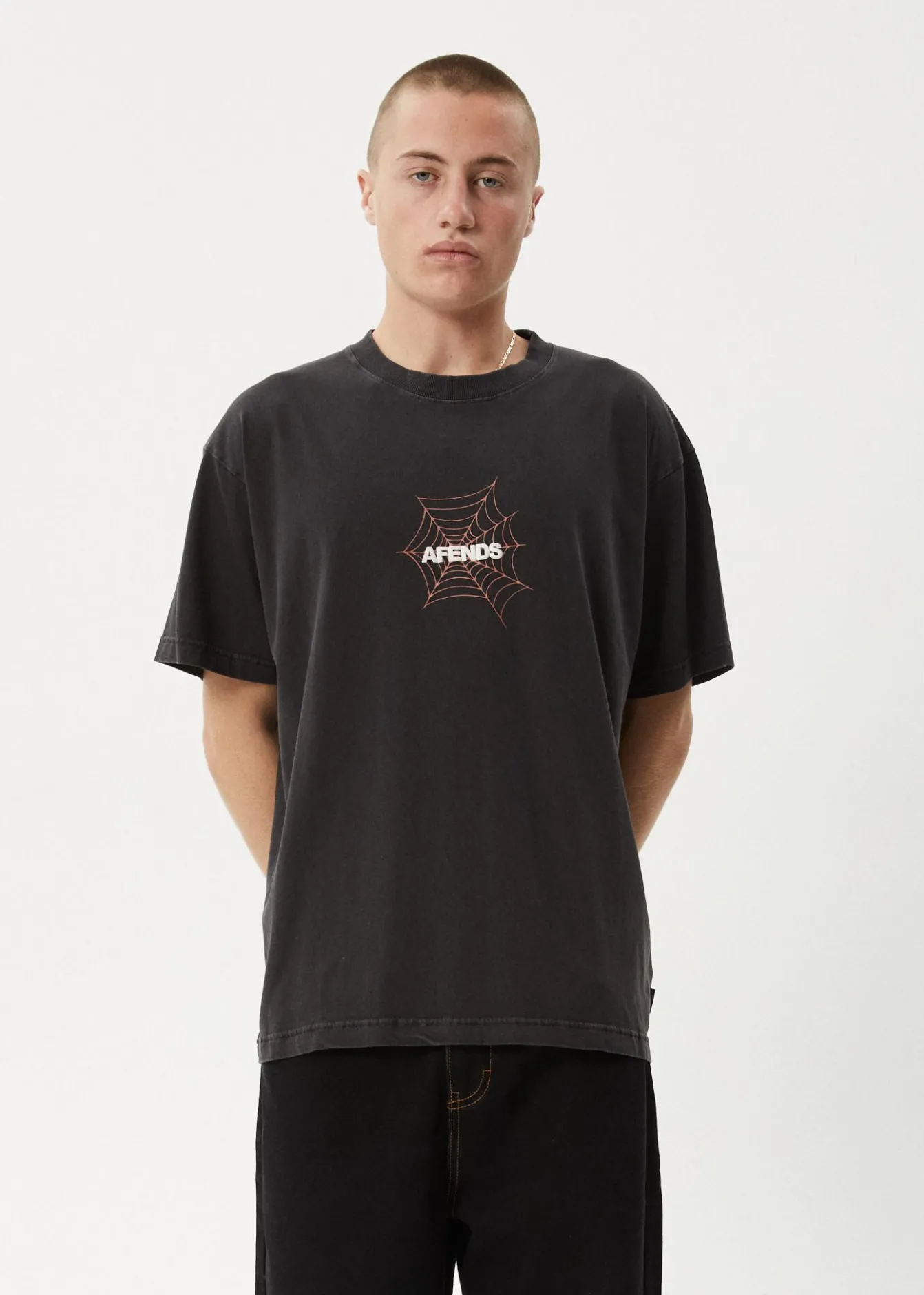 T-Shirts<Afends Webhead - Boxy Tee Stone Black