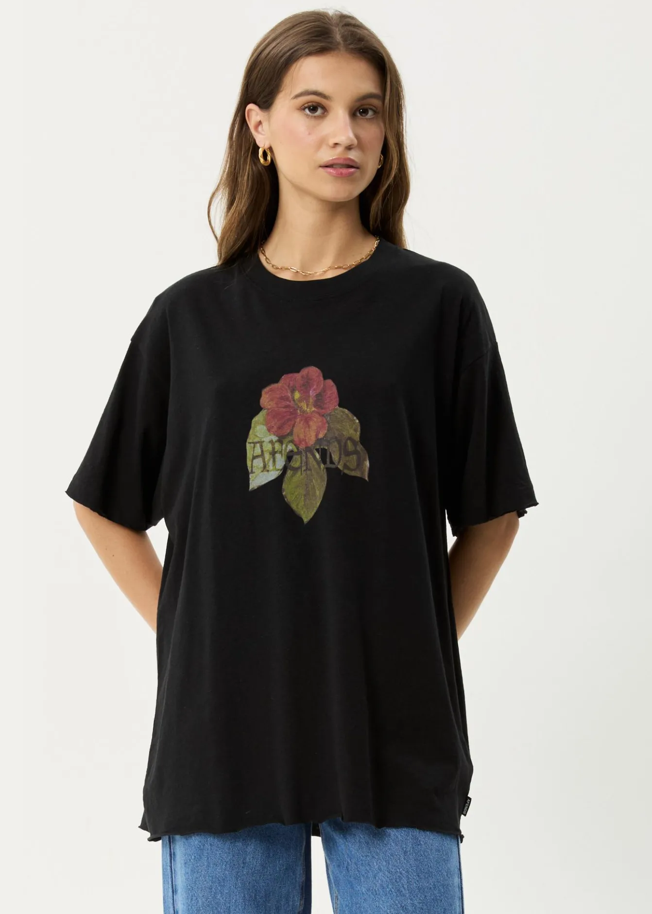 Tees & Shirts<Afends Wildflower - Oversized Tee Black