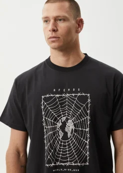 T-Shirts<Afends World Wide  - Boxy Tee Stone Black